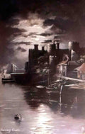 Caernarfonshire Conwy Castle by Night Art 1907 12080122 Vintage A4 Photo Print