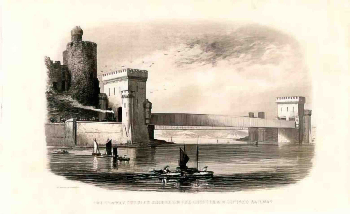 Caernarfonshire Conwy Tubular Bridge Print 19thc Vintage A4 Photo Print