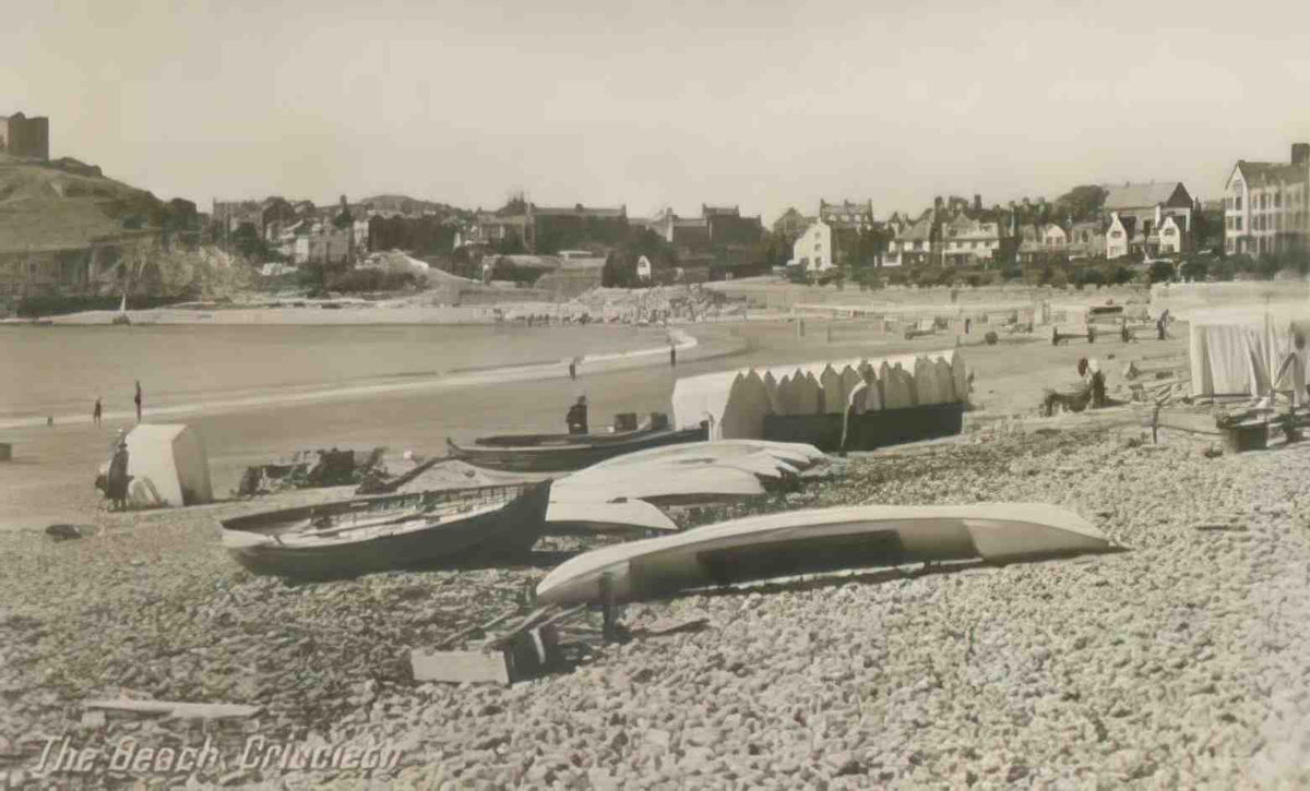 Caernarfonshire Criccieth Beach 1950s Vintage A4 Photo Print