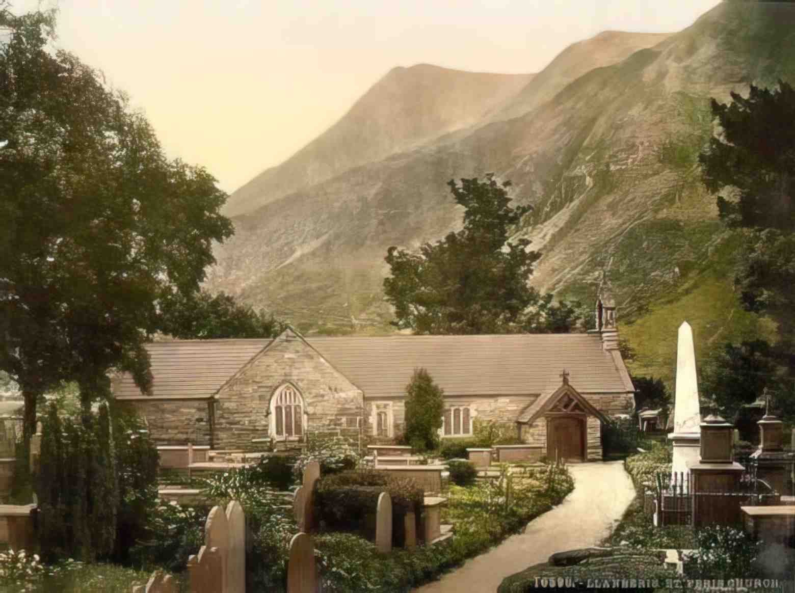 Caernarfonshire Llanberis St Peris Church Vintage A4 Photo Print