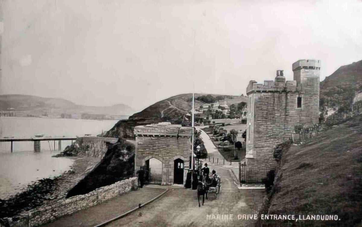 Caernarfonshire Llandudno Marine Drive Entrance 1900s Vintage A4 Photo Print