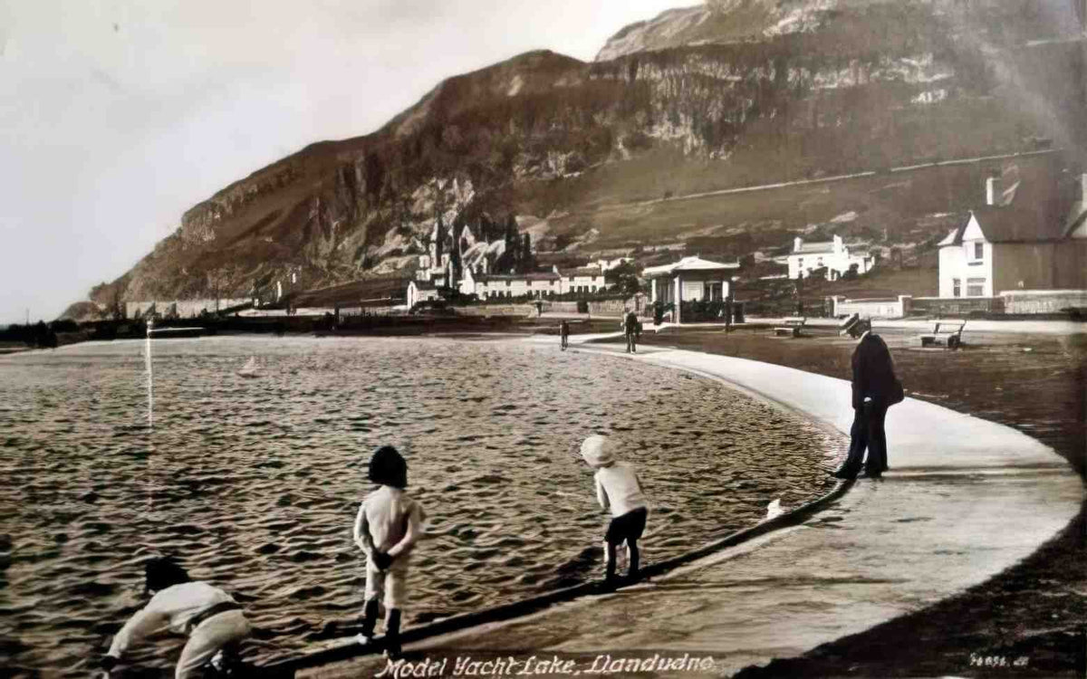 Caernarfonshire Llandudno Model Yacht Pond 1916 Vintage A4 Photo Print
