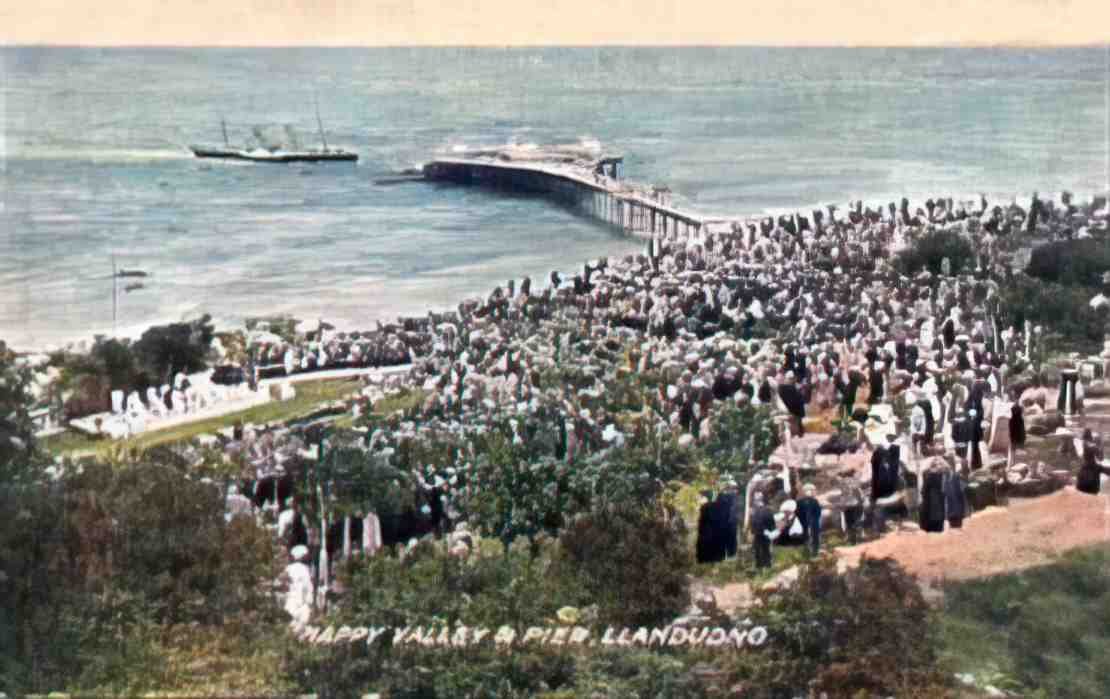 Caernarfonshire Llandudno Pier from Happy Valley 1910s Vintage A4 Photo Print