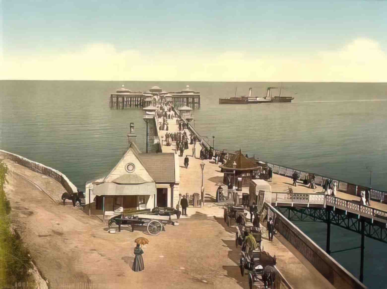 Caernarfonshire Llandudno The Iron Pier Vintage A4 Photo Print
