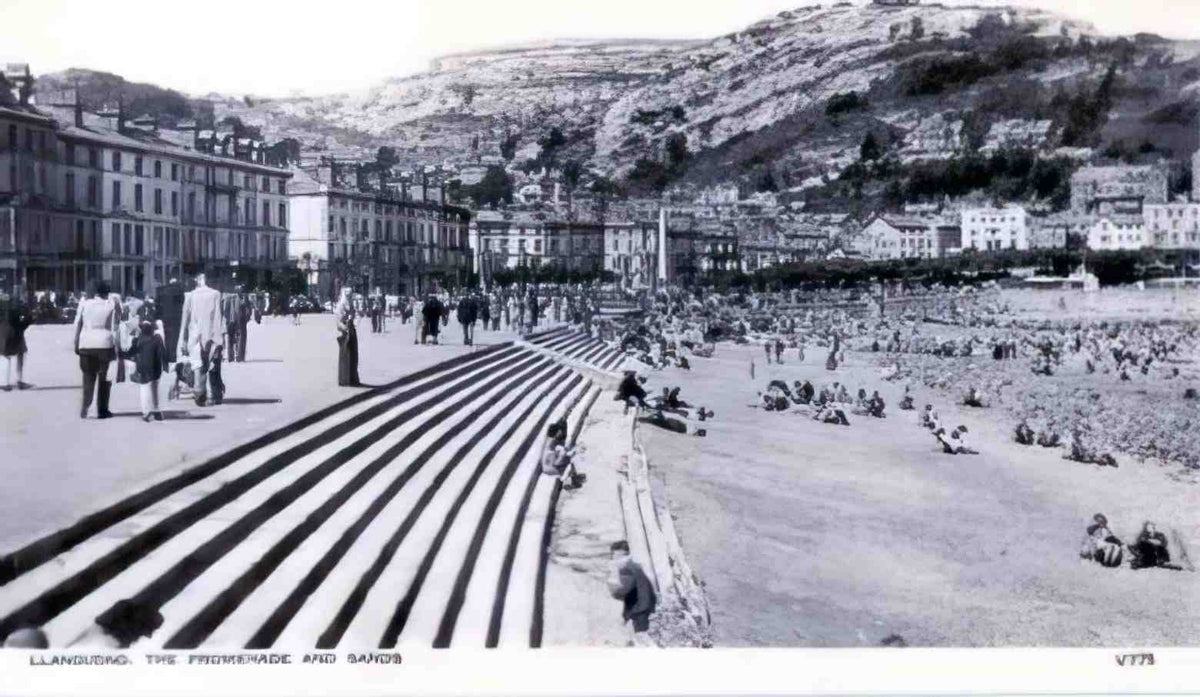 Caernarfonshire Llandudno The Promenade and Sands Vintage A4 Photo Print