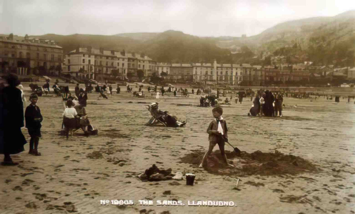 Caernarfonshire Llandudno The Sands Vintage A4 Photo Print