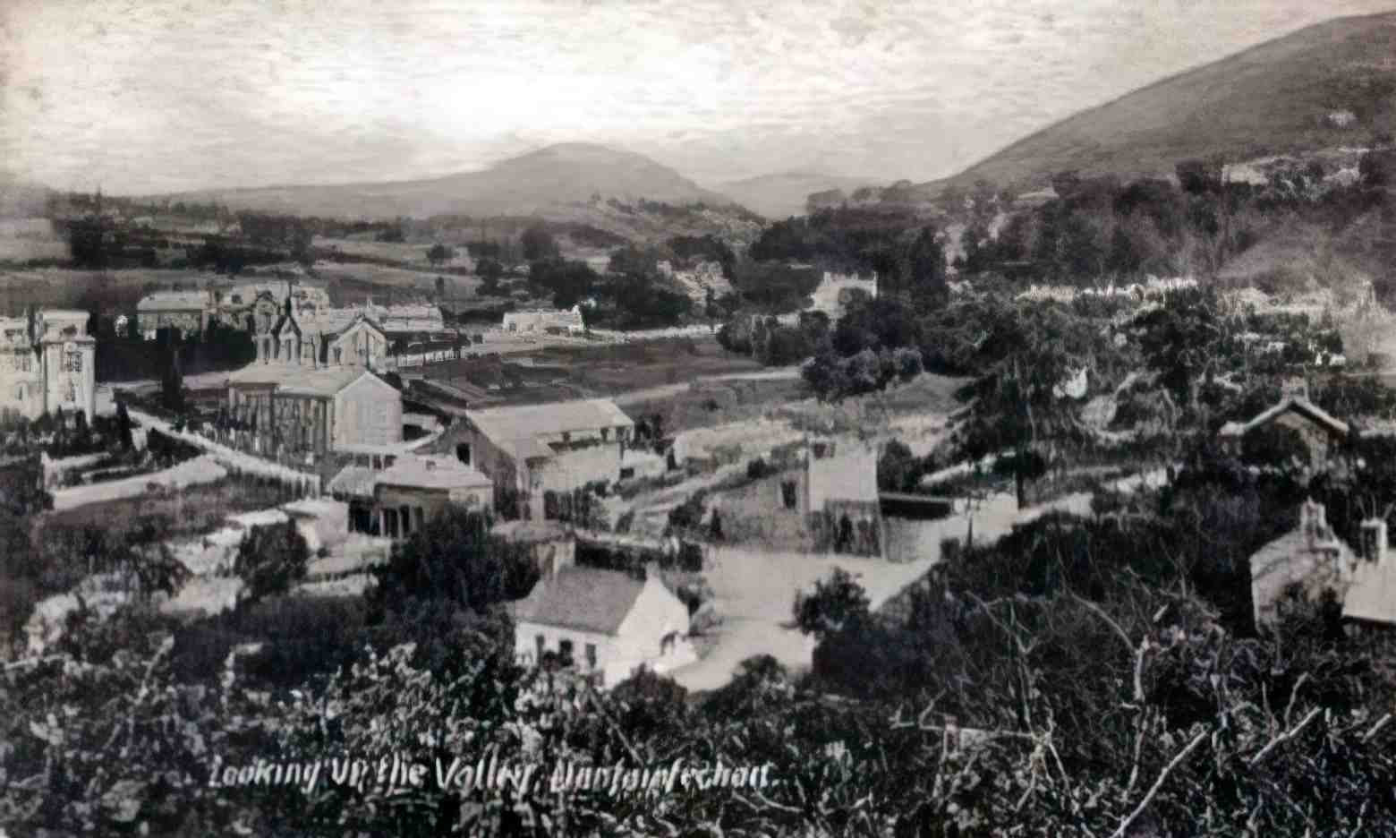 Caernarfonshire Llanfairfechan looking up the Valley Vintage A4 Photo Print