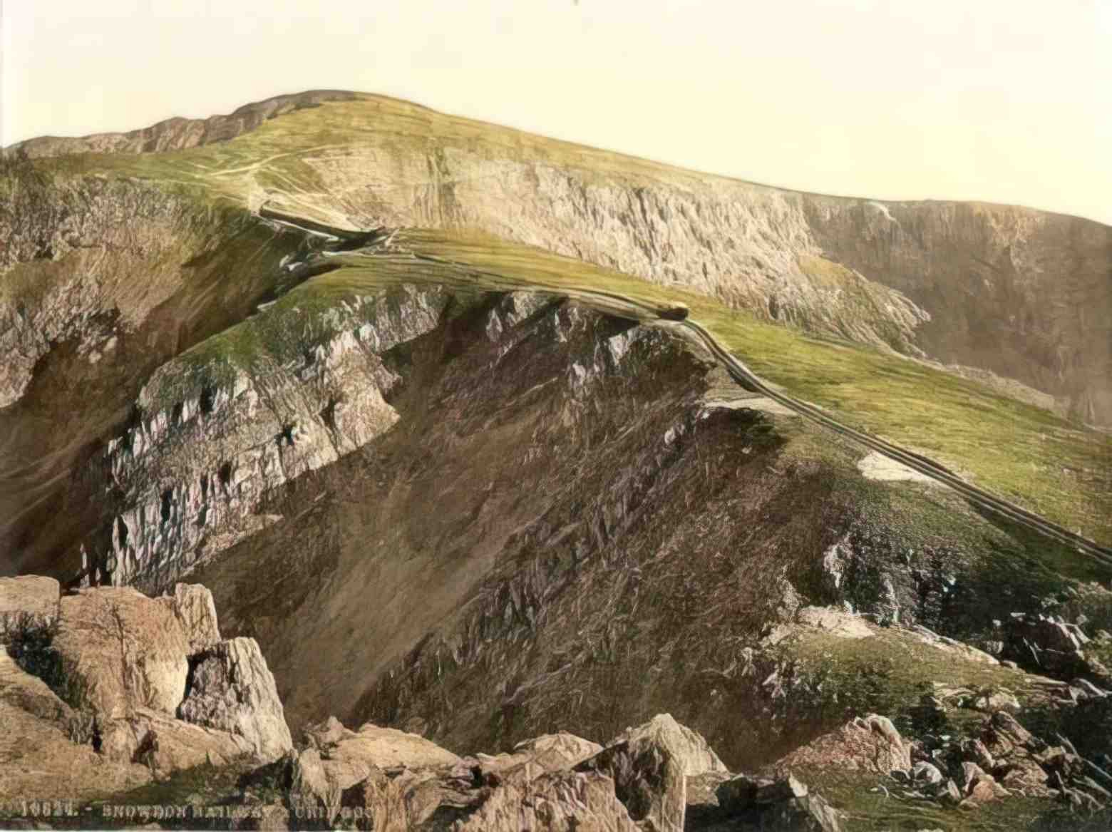 Caernarfonshire Snowdon Railway and Crib Goch Vintage A4 Photo Print