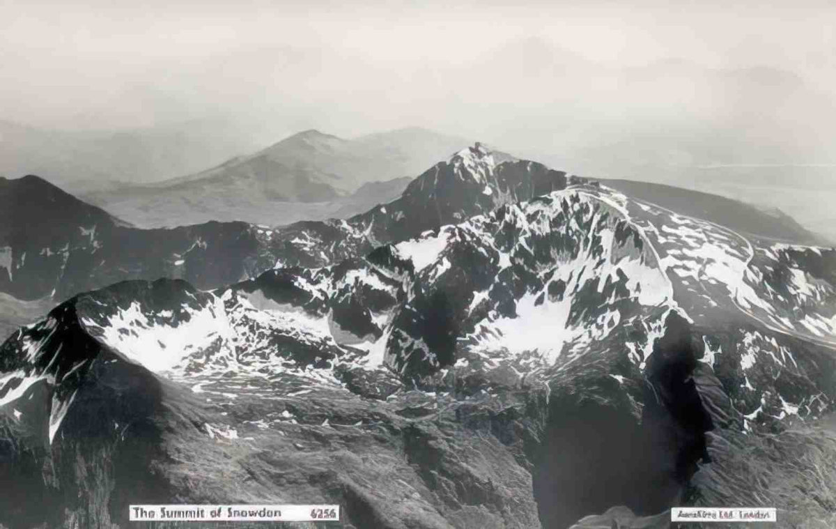 Caernarfonshire Snowdon Summit Aerial View 1960s Vintage A4 Photo Print