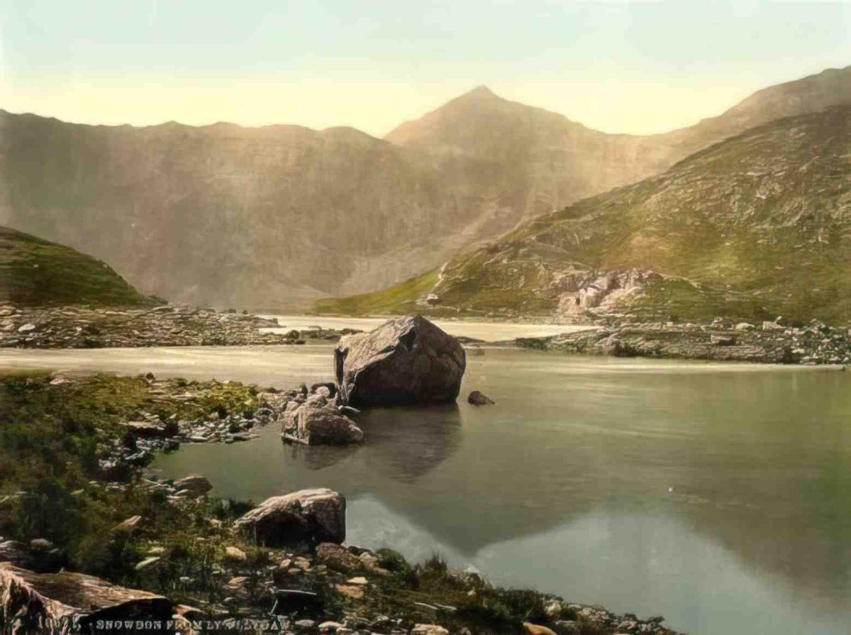 Caernarfonshire Snowdon from Llyn Llydaw Vintage A4 Photo Print