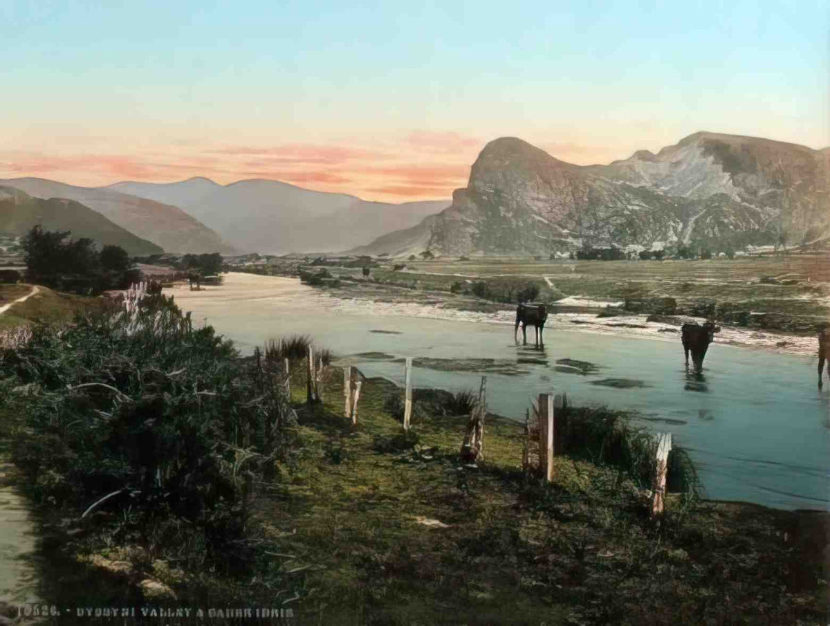 Caernarfonshire Snowdonia Cadair Idris and Dyssyni Valley Vintage A4 Photo Print