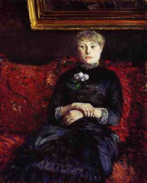 Caillebotte Gustave Woman Sitting On A Red Flowered Sofa 5 A4 Photo Print