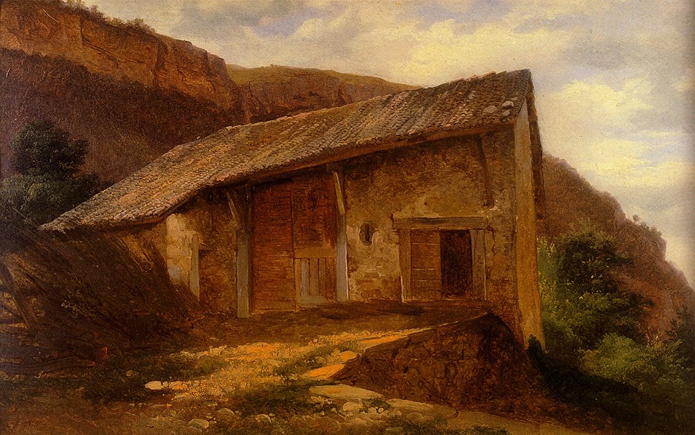 Calame Alexandre A farm House On The Side Of A Mountain Art A4 Photo Print