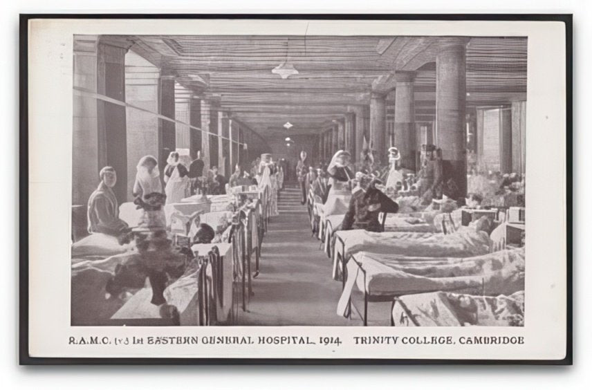 Cambridgeshire 1914 1st Eastern General Hospital Trinity College Ward Vintage A4 Photo Print