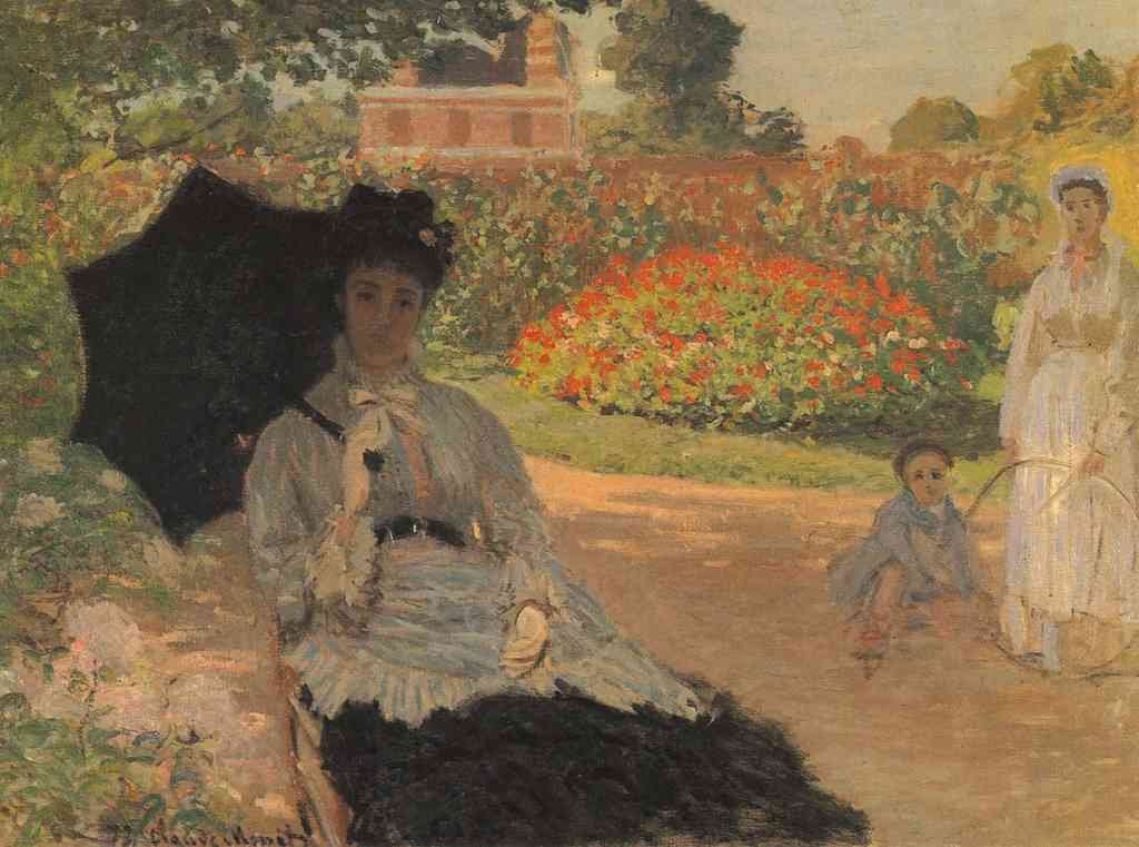 Camille In The Garden With Jean And His Nanny Monet A4 Photo Print