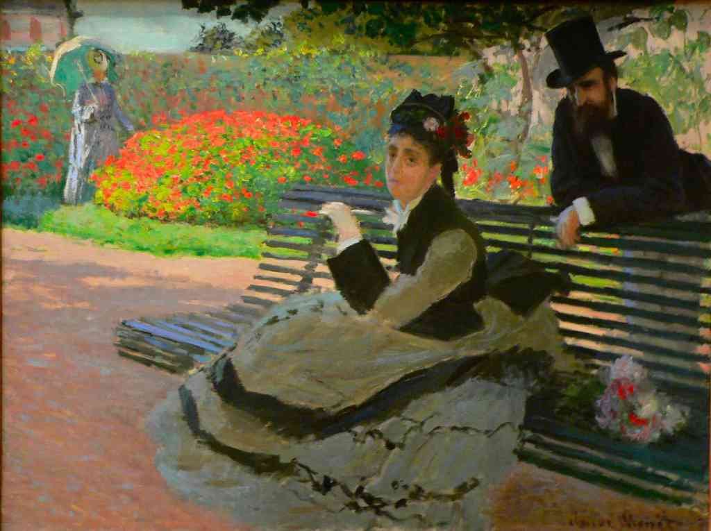 Camille Monet On A Garden Bench A4 Photo Print