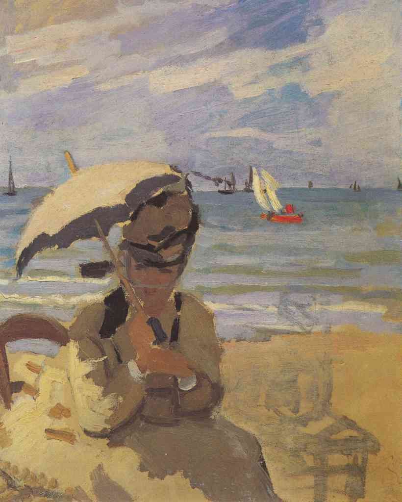 Camille Monet On The Beach At Trouville Monet A4 Photo Print