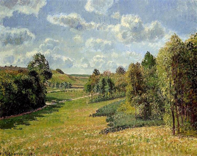 Camille Pissarro berneval meadows morning A4 Photo Print
