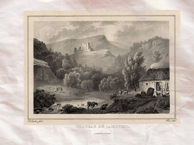 Campbell Castle Scotland Pernot 1827 Vintage A4 Photo Print