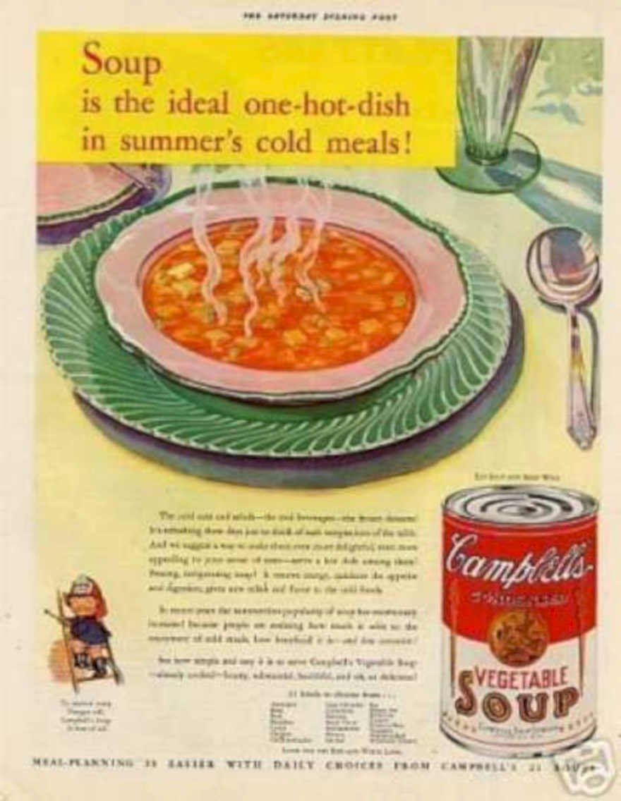 Campbells Soup Summer Vintage Retro Advert Ads A4 Photo Print