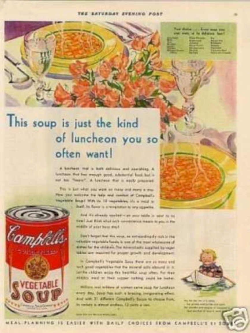 Campbells Vegetable Soup 6 Vintage Retro Advert Ads A4 Photo Print