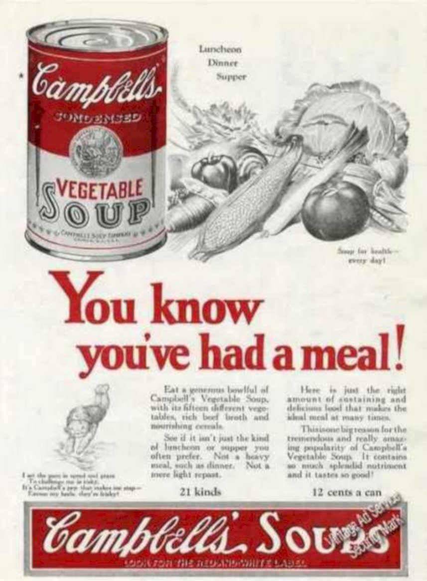 Campbells Vegetable Soup Vintage Retro Advert Ads A4 Photo Print
