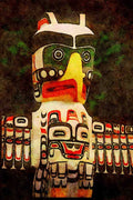 Canada 230010 Totem Pole, Stanley Park, British Columbia A4 Limited Edition Watercolour Print