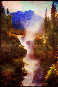 Canada 230020 Athabasca Falls, Alberta A4 Limited Edition Watercolour Print
