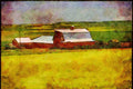 Canada 230025 Farm And Rapeseed Fields, Alberta A4 Limited Edition Watercolour Print