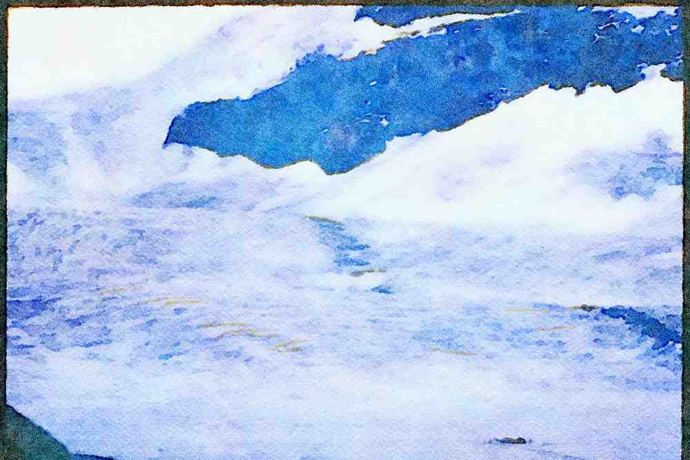 Canada 230029 Athabasca Glacier, Columbia Ice Fields, Alberta A4 Limited Edition Watercolour Print