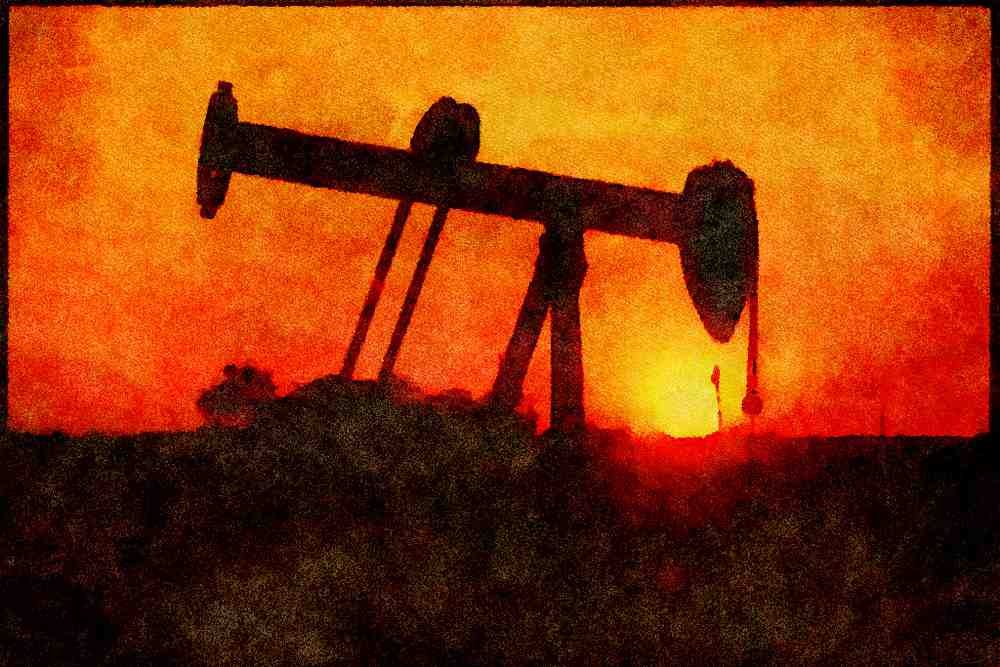 Canada 230031 Oil Well At Sunset, Alberta A4 Limited Edition Watercolour Print