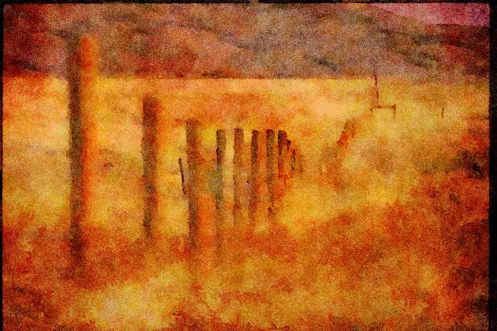 Canada 230037 Rural Fencepost Near Weyburn, Saskatchewan A4 Limited Edition Watercolour Print
