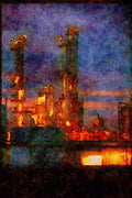 Canada 230043 Petroleum Refinery, Sarnia, Ontario A4 Limited Edition Watercolour Print