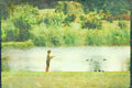 Canada 230045 Fishing On Lake Simcoe, Ontario A4 Limited Edition Watercolour Print