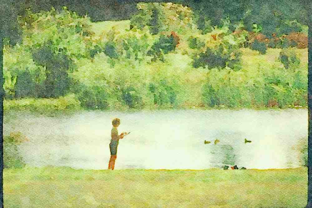 Canada 230045 Fishing On Lake Simcoe, Ontario A4 Limited Edition Watercolour Print