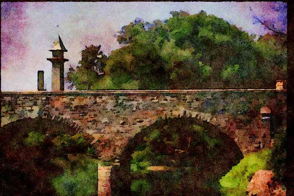 Canada 230052 Stratford Bridge Over Thames River, Ontario A4 Limited Edition Watercolour Print