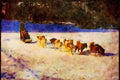 Canada 230055 Dog Sled On Anticosti Island, Quebec A4 Limited Edition Watercolour Print