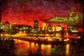 Canada 230059 Montreal Harbor And Skyline, Quebec A4 Limited Edition Watercolour Print
