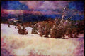 Canada 230072 Winter Snowscape, Mount Tremblant, Quebec A4 Limited Edition Watercolour Print