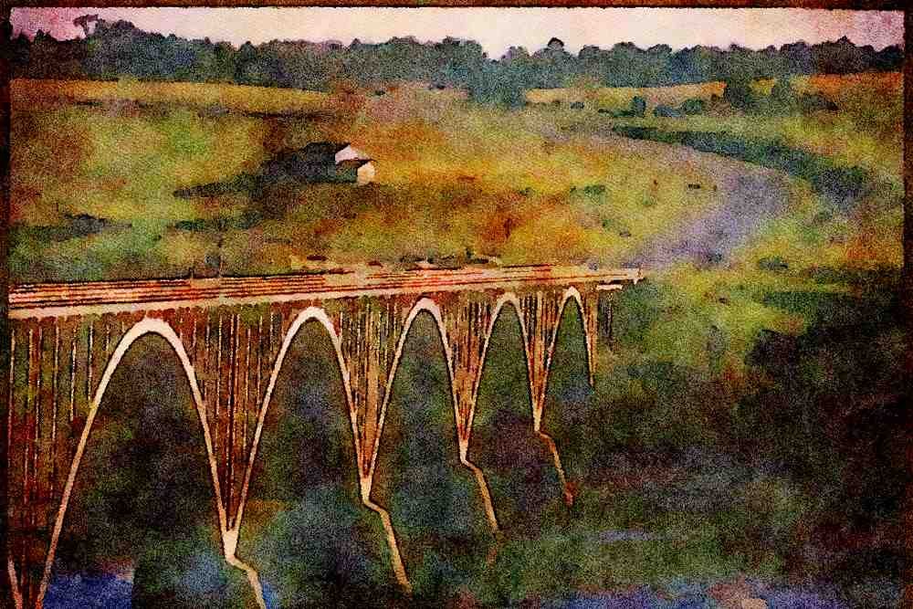 Canada 230080 Bridge Over St. John River, New Brunswick A4 Limited Edition Watercolour Print