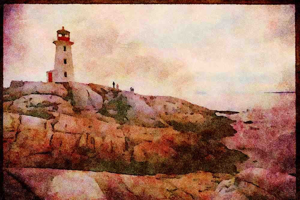 Canada 230083 Lighthouse At Peggy's Cove, Nova Scotia A4 Limited Edition Watercolour Print