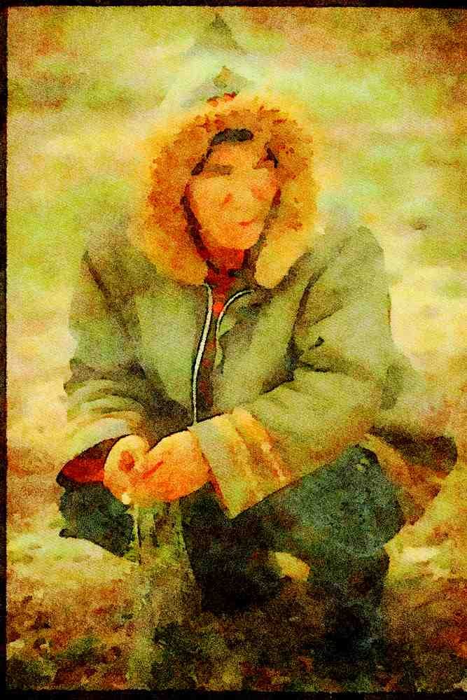 Canada 230098 Inuit Fisherman With Nets, Northwest Territories A4 Limited Edition Watercolour Print
