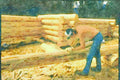 Canada 230099 Building A Log Cabin, Yukon A4 Limited Edition Watercolour Print