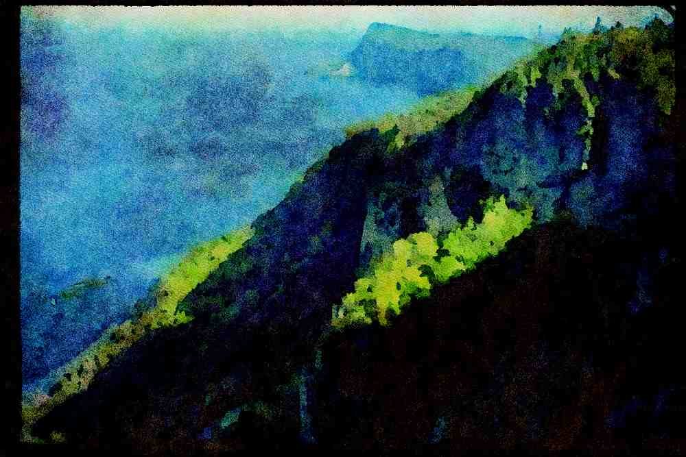 Canada National Park 344009 View From Mount Alban, Forillon, Gaspe, Quebec A4 Limited Edition Watercolour Print