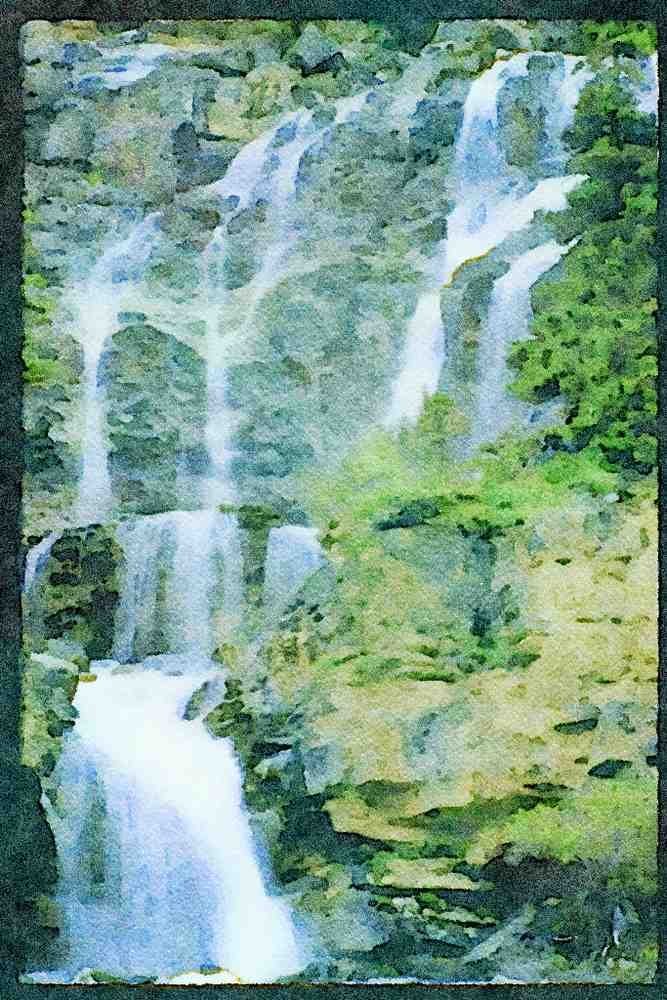 Canada National Park 344023 Tangle Falls, Banff, Alberta A4 Limited Edition Watercolour Print