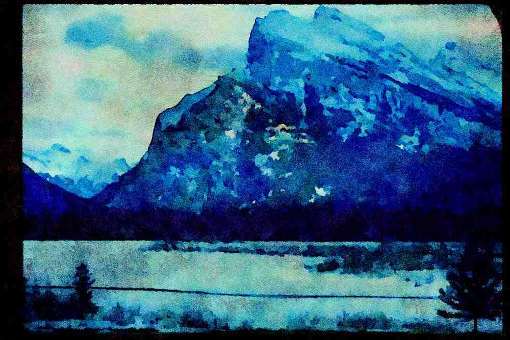Canada National Park 344042 Mount Rudy And Lake Vermilion, Banff, Alberta A4 Limited Edition Watercolour Print