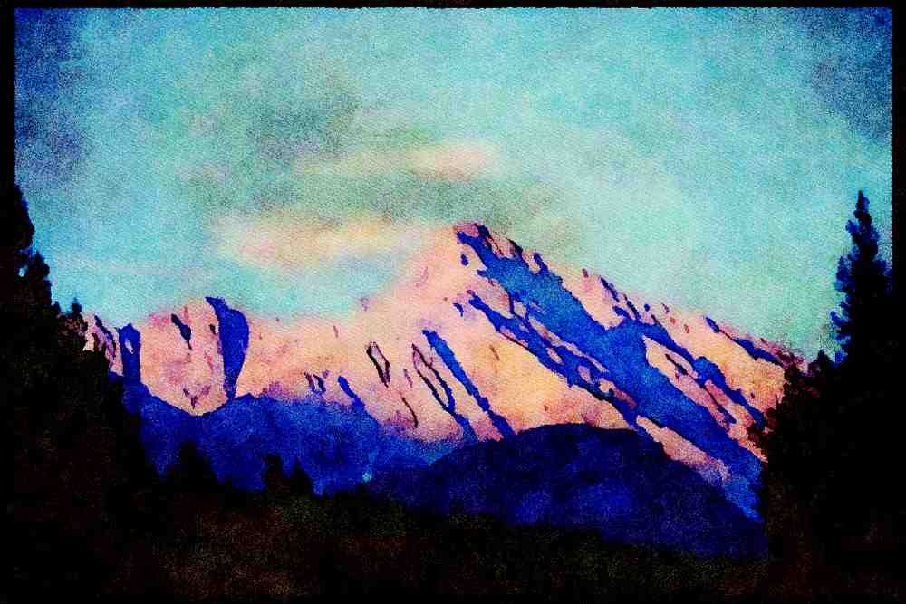 Canada Rockies 276015 Banff National Park, Sunset A4 Limited Edition Watercolour Print