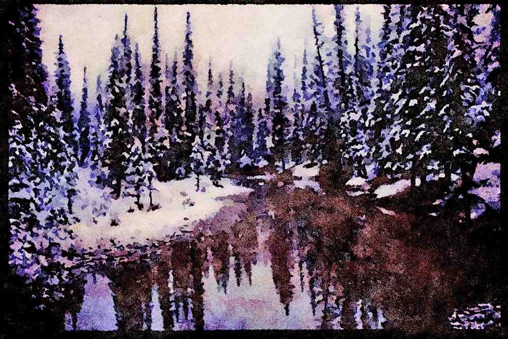 Canada Rockies 276035 Banff National Park, Spring Show A4 Limited Edition Watercolour Print