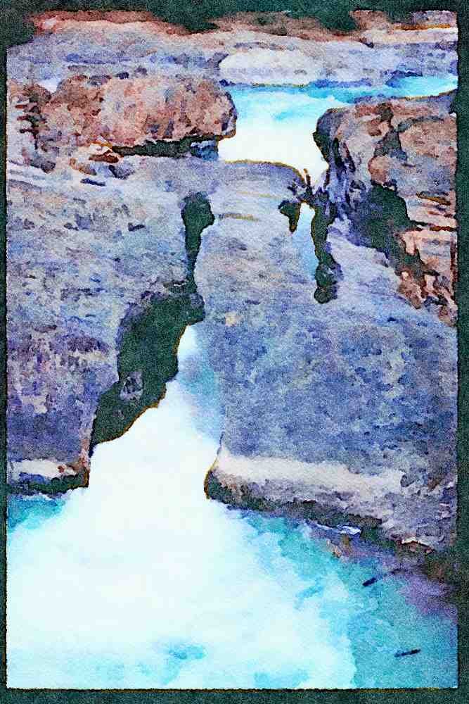Canada Rockies 276080 Yoho National Park, Natural Bridge A4 Limited Edition Watercolour Print
