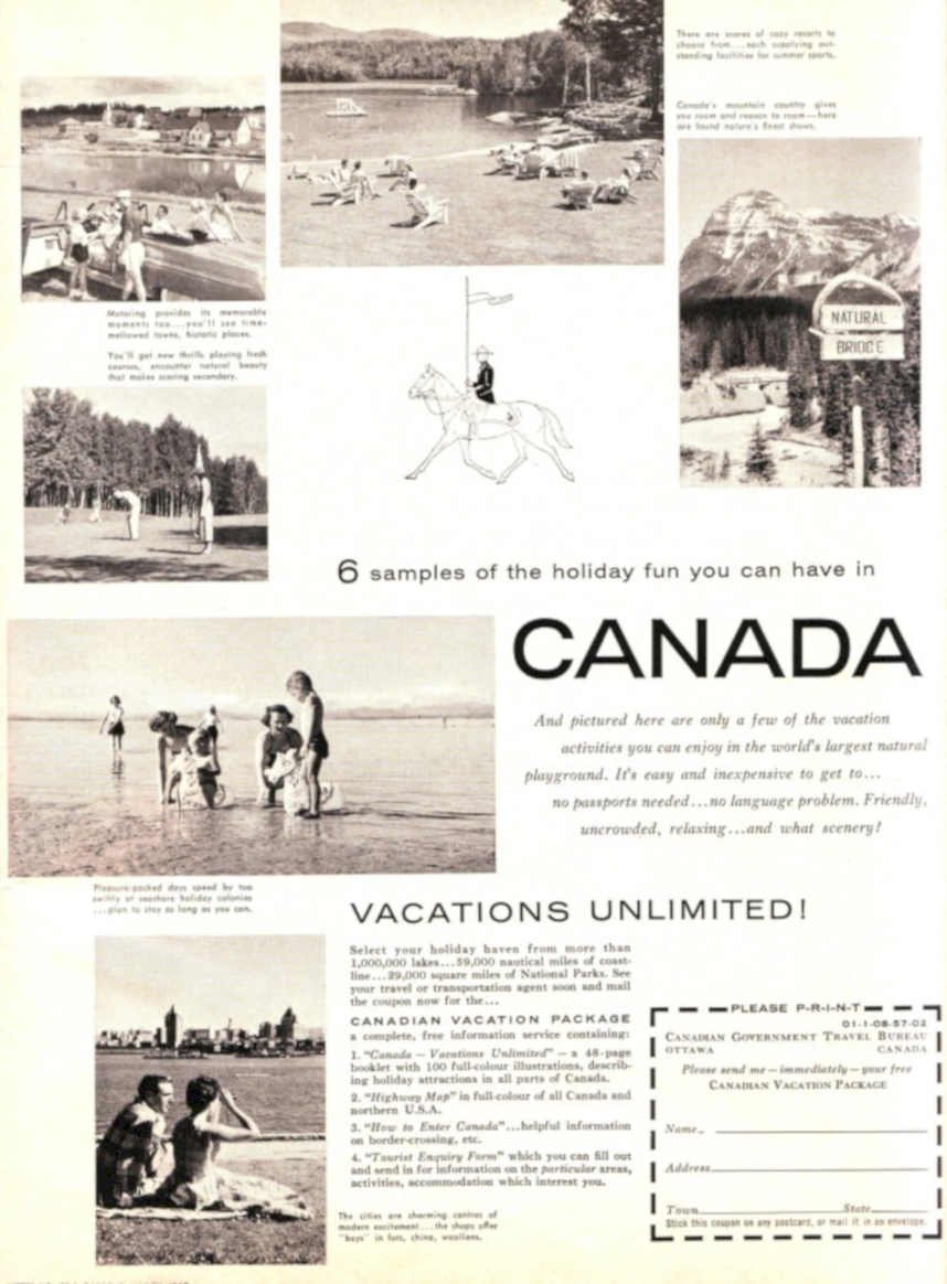 Canada Vacation Package 2 Vintage Retro Advert Ads A4 Photo Print